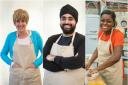 South London's Great British Bake Off contestants Jane Beedle, Rav Bansal and Bejamina Ebuehi. Picture: BBC/Love Productions/Mark Bourdillion