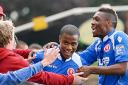 Theo Fairweather-Johnson celebrates his first goal in a Welling shirt. PICTURES BY DAVE BUDDEN.