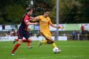 Decisive: Jamie Slabber's third goal of the season saw Sutton United into the fourth qualifying round of the FA Cup                SP79016