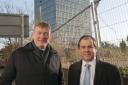 Kris Hopkins (left) in Sutton with Conservative parliamentary candidate Paul Scully