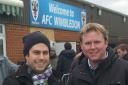Drop the Dons: Simon Wheeler (right) with Wimbledon Guardian reporter Omar Oakes earlier this year during the Drop the Dons campaign