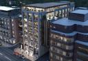 A CGI of the planned 8-storey block of offices in Worple Road (photo: Lidl GB)