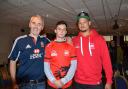 Flanked: London Wasps youngster Owain James, centre, with London Welsh minis chairman Gareth Vaughan Jones, left, and Welsh first team player Guy Armitage.