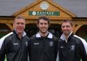 Familiar face: Surrey's director of cricket Alec Stewart, pictured left with Steven Rudkin and Mark Church, is no stranger to Ashtead Cricket Club
