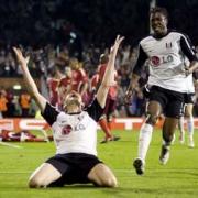 Zoltan Gera celebrates after putting Fulham 2-1 ahead at Craven Cottage on Thursday night. Photo: Mark Greenwood/Galvineyes