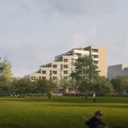 A CGI view of the new flats replacing the Rufus Business Centre from Durnsford Recreation Ground (photo: Wandle Way Ltd)