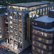 A CGI of the planned 8-storey block of offices in Worple Road (photo: Lidl GB)