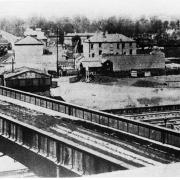 Bridge at Wimbledon Station around 1875.