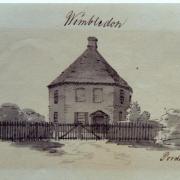 The Wimbledon Free School as it was known after 1773. Pictured in 1810 as drawn by the artist Porden.
