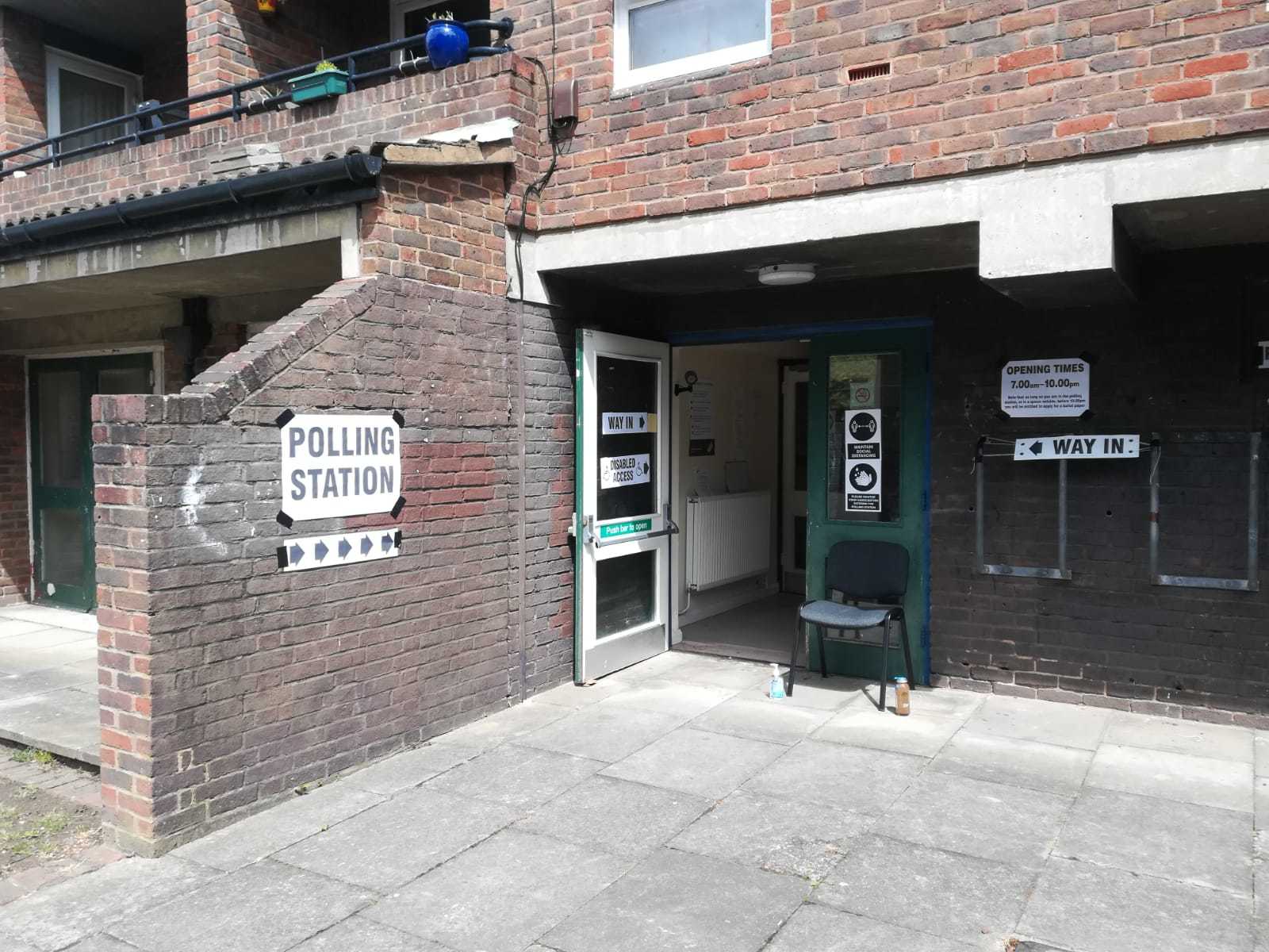 A polling station in Colliers Wood