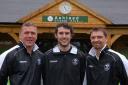 Familiar face: Surrey's director of cricket Alec Stewart, pictured left with Steven Rudkin and Mark Church, is no stranger to Ashtead Cricket Club