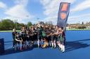 Take that for an ending: Surbiton celebrate winning the EHB Cup after a 3-1 win over Hampstead & Westminster