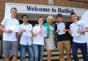 Cabinet member for children's services, Maxi Martin, pictured with pupils at Rutlish School, where 74 per cent of students got five A*-C grades - up 10 per cent from last year
