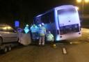 The coach pictured in the early hours by Surrey Road Cops