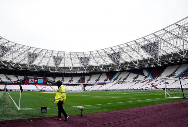 Wimbledon Times: A general view of a steward by the pitch before the Premier League match at the London Stadium, London