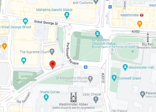 Wimbledon Times: Broad Sanctuary is located near to Parliament Square and Westminster Abbey. Picture: Google Maps