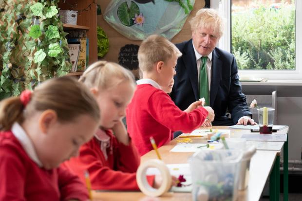 Prime Minister Boris Johnson during a visit to St Mary Cray Primary Academy, in Orpington.