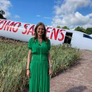 Felicity O'Rourke in front of her Extinction garden at the RHS Hampton Court Palace Garden Festival