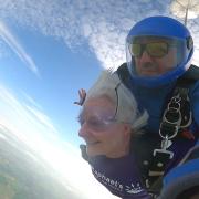 St Raphael’s Hospice CEO Gail Linehan alongside 12 other members of staff and supporters skydived across Salisbury