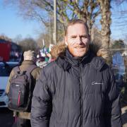 Steve Bedford, a mental health support worker, on the picket line outside St George's Hospital, south London