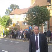Denied: Wimbledon MP Stephen Hammond was not allowed in the meeting at Dundonald Primary School