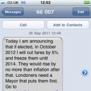 Ken Livingstone's text message to Londoners