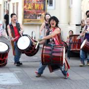 The Yamato Drummers entertained pedestrians in the Broadway earlier this month