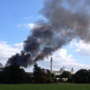 The fire at the Baitul Futuh mosque could be seen from miles around