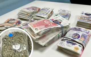 The cash and cannabis found in the car in Mitcham