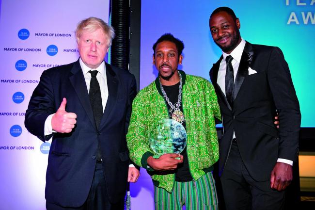 Boris Johnson, Ian Solomon-Kawall and Ledley King at the Team London Awards