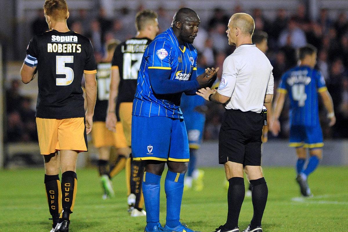 Making a point: Adebayo Akinfenwa reckons AFC Wimbledon's strength in depth is key to their League Two successes