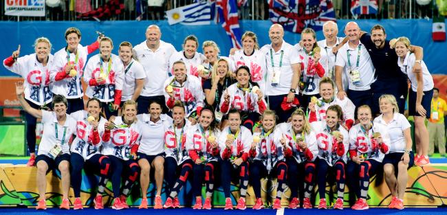 WE are the champions: Team GB's women celebrate claiming Olympic gold in Brazil last month