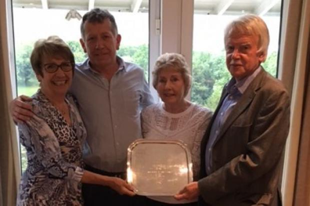 Purley Downs’ lady captain Frances Wood, Stephen Ludlam, Marion Ludlam and Purley Downs’ men’s captain Keith Pitts