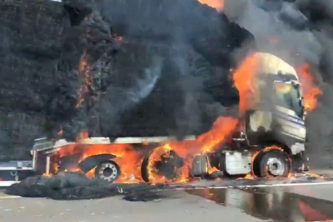 Lorry on fire